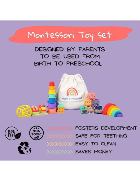 Set de Juguetes Montessori Mac y Amigos 5 en 1 para Bebés