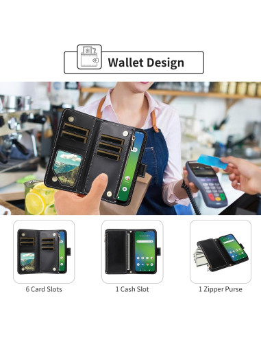 Funda billetera Furiet para Cricket Icon 5 / AT&T Motivate 4 negra