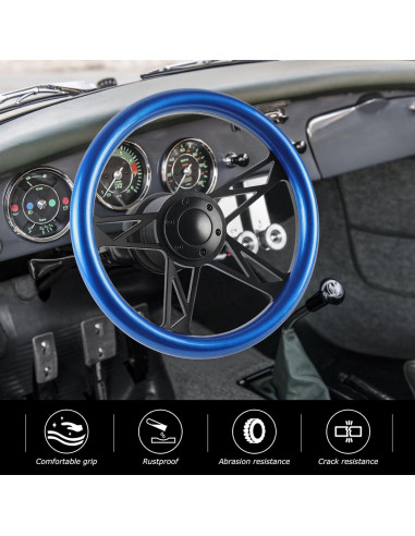 Volante de Carreras QYMOPAY 35.56 cm Madera 6 Agujeros Azul