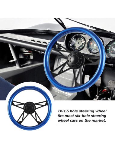 Volante de Carreras QYMOPAY 35.56 cm Madera 6 Agujeros Azul