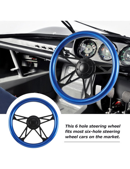 Volante de Carreras QYMOPAY 35.56 cm Madera 6 Agujeros Azul
