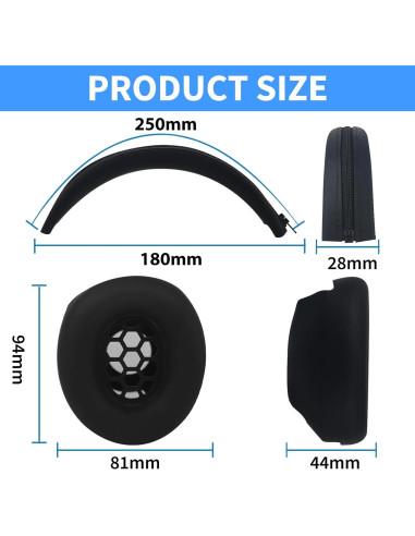 Cubiertas de Silicona Adhiper para Auriculares Beats Studio Pro - Negro