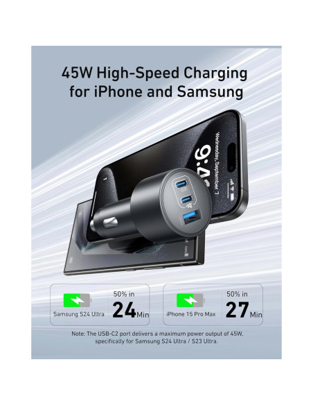 Cargador de coche USB-C Anker 167.5W 3 puertos magnético