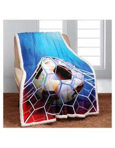 Manta Sherpa YISUMEI Fútbol 3D 127x152 cm Suave y Cálida