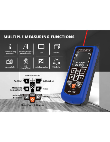 Medidor de Distancia Láser EAGLINE EGL165 50.29m Azul