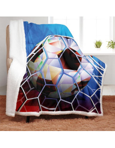 Manta Sherpa YISUMEI Fútbol 3D 127x152 cm Suave y Cálida 2