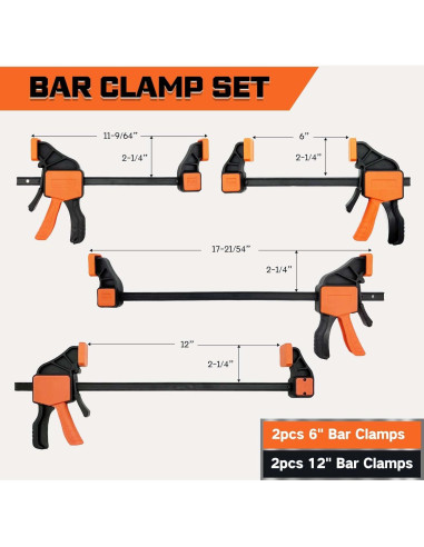 Juego de 6 Abrazaderas de Barra Solalithosys 6" y 12"
