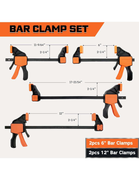Juego de 6 Abrazaderas de Barra Solalithosys 6" y 12"