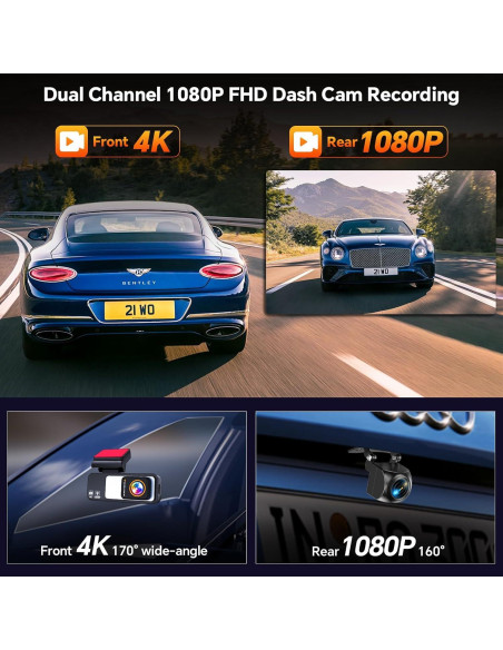 Cámara de tablero dual 4K Faumon M60 con WiFi y 64GB