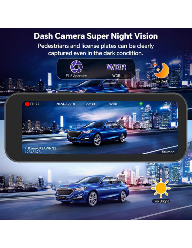 Cámara de tablero dual 4K Faumon M60 con WiFi y 64GB