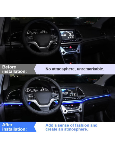 Tira de luces LED AUKEPO 4.88m Azul para interiores de auto