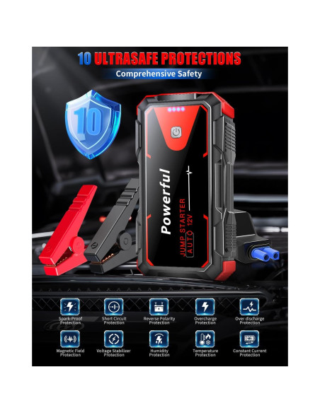 Arrancador de Batería Portátil TekGlom 3000A 10000mAh 12V