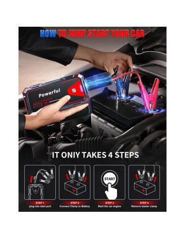 Arrancador de Batería Portátil TekGlom 3000A 10000mAh 12V