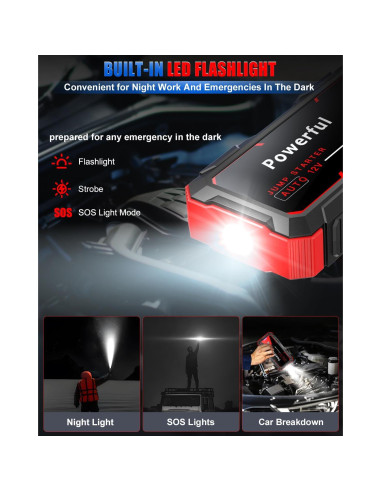 Arrancador de Batería Portátil TekGlom 3000A 10000mAh 12V