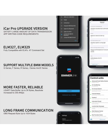Escáner OBD2 Bluetooth Vgate vLinker BM+ para BMW y Mini