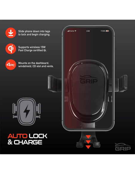 Soporte Inalámbrico para Coche GRIP All-in-1 10W Qi Ajustable