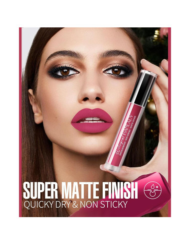 Lápiz Labial Líquido Mate HANLADY 30 ml Rosa Frío Vegano