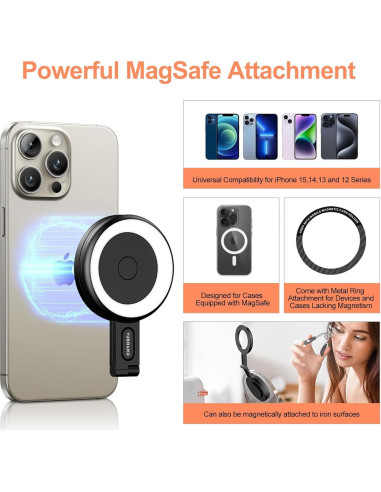 Anillo de Luz LED YUBRAND para iPhone 32 LEDs 6 Modos Compacto