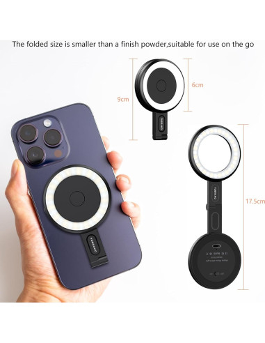 Anillo de Luz LED YUBRAND para iPhone 32 LEDs 6 Modos Compacto