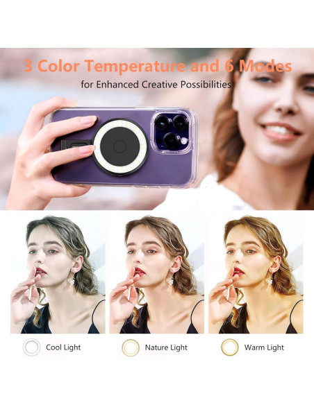 Anillo de Luz LED YUBRAND para iPhone 32 LEDs 6 Modos Compacto