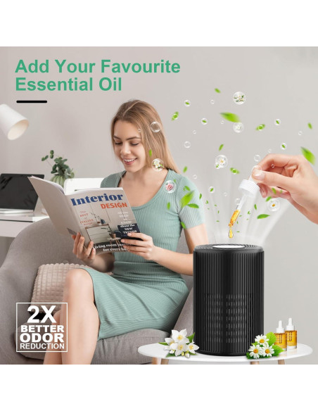 Purificador de Aire FRESHDEW H13 HEPA 121 m con Fragancia Negro
