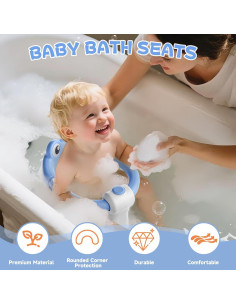 Asiento de Baño para Bebés Azul YT-8899 con Ventosas y Cojín 2