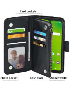 Funda Cartera Flip Dibosom para Cricket Ovation Negra con Soporte 2