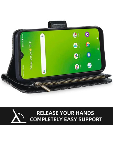 Funda Cartera Flip Dibosom para Cricket Ovation Negra con Soporte