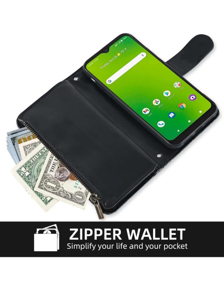 Funda Cartera Flip Dibosom para Cricket Ovation Negra con Soporte