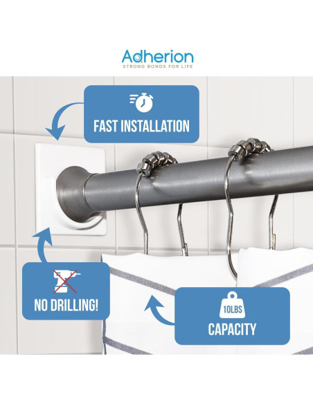 Soportes Adhesivos para Varilla de Ducha Adherion - Paquete de 2