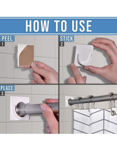Soportes Adhesivos para Varilla de Ducha Adherion - Paquete de 2