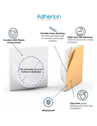 Soportes Adhesivos para Varilla de Ducha Adherion - Paquete de 2