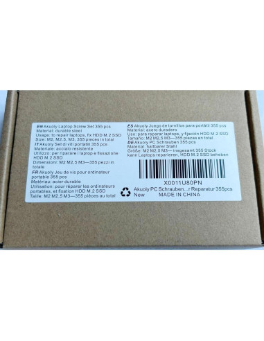 Juego de Tornillos Akuoly 355 Piezas M2 M2.5 M3 para Laptop