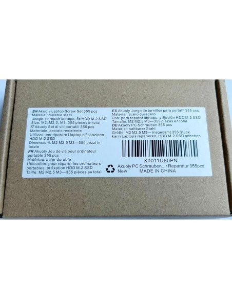 Juego de Tornillos Akuoly 355 Piezas M2 M2.5 M3 para Laptop