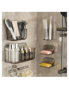 Caddy de Ducha Plaitaoai Acrílico Gris Organizador 6 Piezas