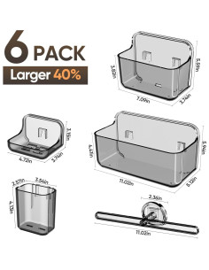 Caddy de Ducha Plaitaoai Acrílico Gris Organizador 6 Piezas 2