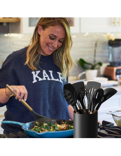 Soporte de Utensilios de Cerámica Negro Mate LATCHHOOK 16 cm 2