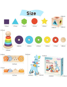 Juguetes Montessori de Madera YUANNA 4-en-1 para Niños 1-3 Años 2