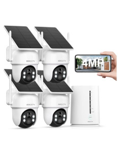 Cámara de Seguridad Inalámbrica Solar ARCCTV Q4, 4MP, 4 Cámaras, Visión Nocturna HD, 64GB