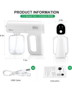 Paquete de 2 Pistolas Atomizadoras Kittmip Recargables 350ml 2