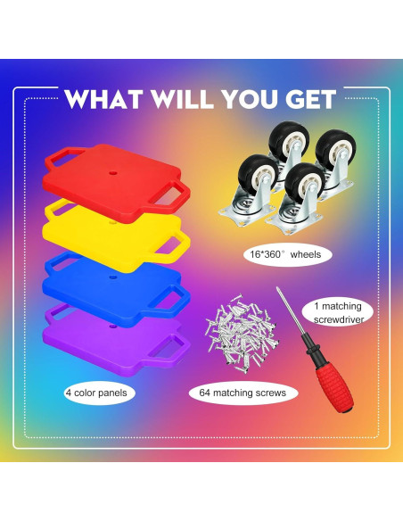 4 Tablas de Scooter SUNYIWJIE con Manijas y Ruedas de Plástico