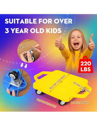 4 Tablas de Scooter SUNYIWJIE con Manijas y Ruedas de Plástico