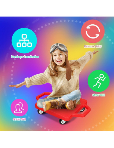 4 Tablas de Scooter SUNYIWJIE con Manijas y Ruedas de Plástico