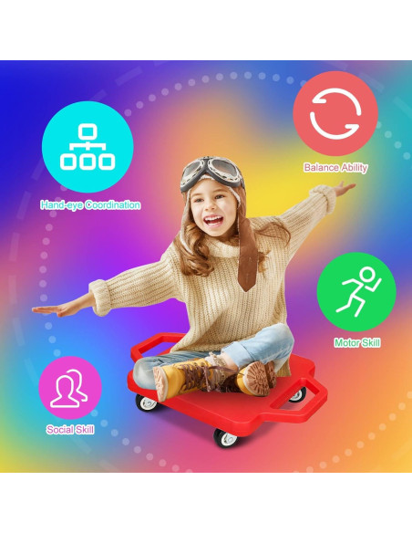 4 Tablas de Scooter SUNYIWJIE con Manijas y Ruedas de Plástico