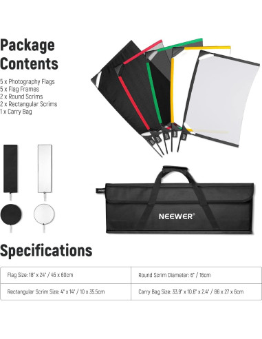 Kit de Modificador de Luz NEEWER 5 en 1 45x60cm con Bolsa