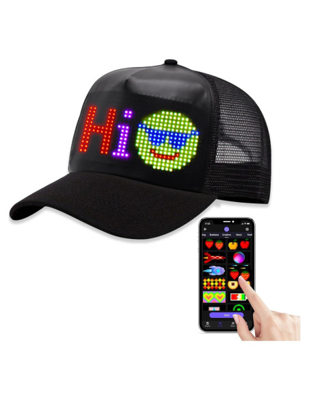 Gorra LED Inteligente GOTUS con App Bluetooth, Personalizable