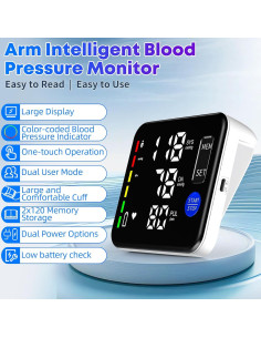 Monitor de Presión Arterial Brazo Superior GUAEVER BP351A - Recargable, Pantalla LED, 240 Memorias 2