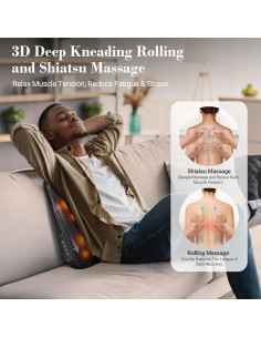 Masajeador de Espalda Shiatsu CuPiLo CPL-2251-BLK 4D Inalámbrico 2