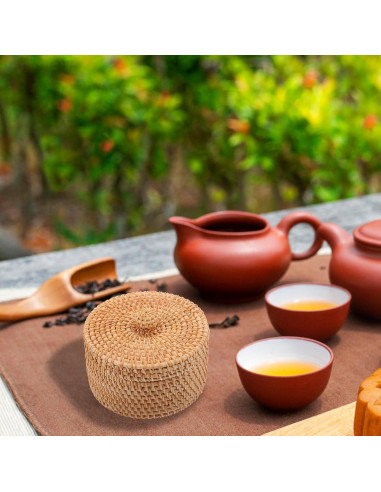 Cesta de Almacenamiento Redonda Cabilock con Tapa 15x8cm