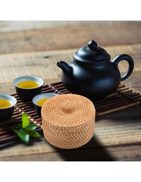 Cesta de Almacenamiento Redonda Cabilock con Tapa 15x8cm